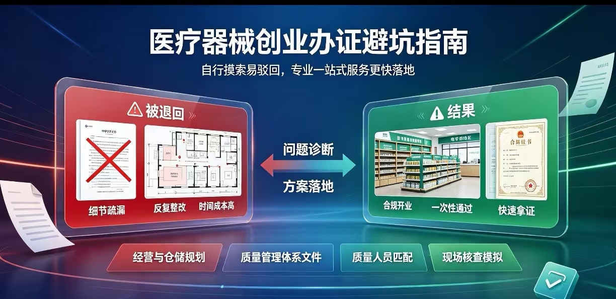 医疗器械创业案例：自行申报多次驳回，药正通一站式落地顺利拿证